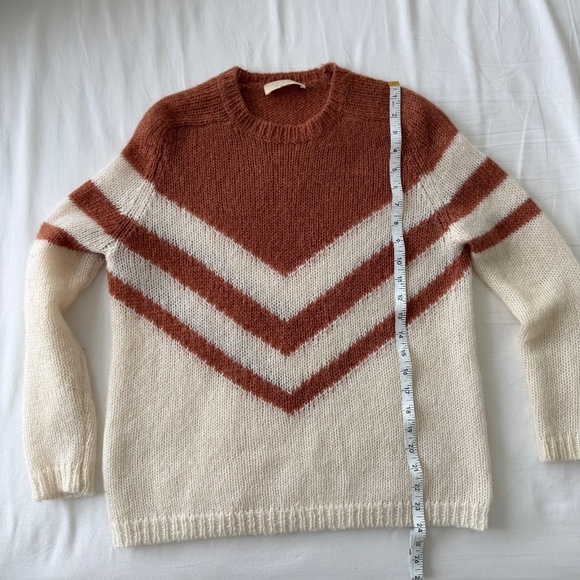 Sezane Joy Chevron Sweater White & Ochre / Brown, Size XS - Picture 13 of 13